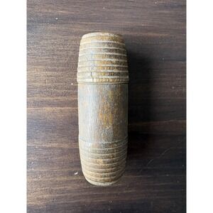 Antique Small Treen Wooden Barrel Container Jar Box Turned Ribbed